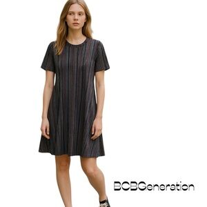BCBGeneration Navy Burgundy Striped Dress NWOT Size M